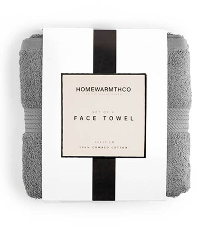 GREY PLUSH- Face Towel ( Set of 4 )