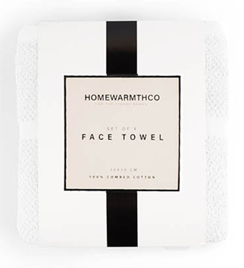 WHITE WEAVE-Face Towel (Set of 4)