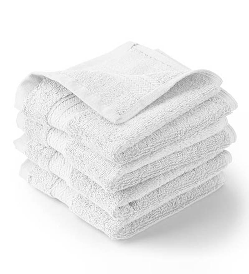 WHITE PLUSH- Face Towel (Set of 4)