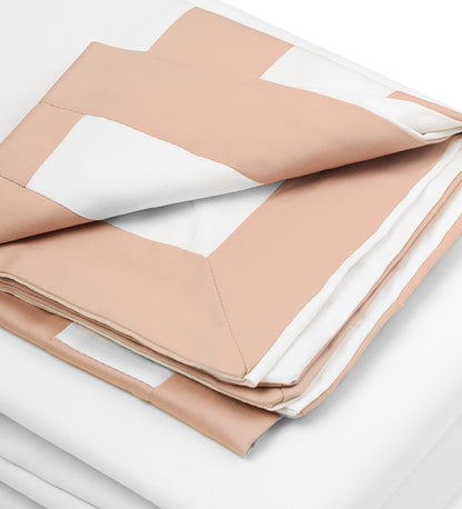 Duvet bed sheet cover with White with beige pattern