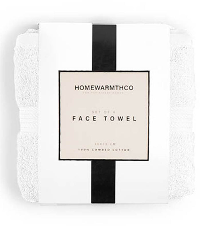 WHITE PLUSH- Face Towel (Set of 4)