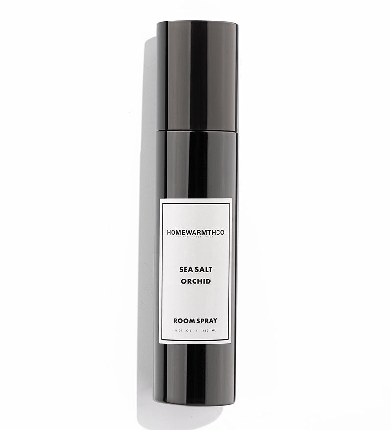 A black bottle of Sea Salt Orchid room spray