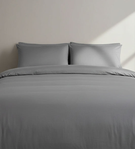 GREY LUXE - PLAIN DUVET COVER SET