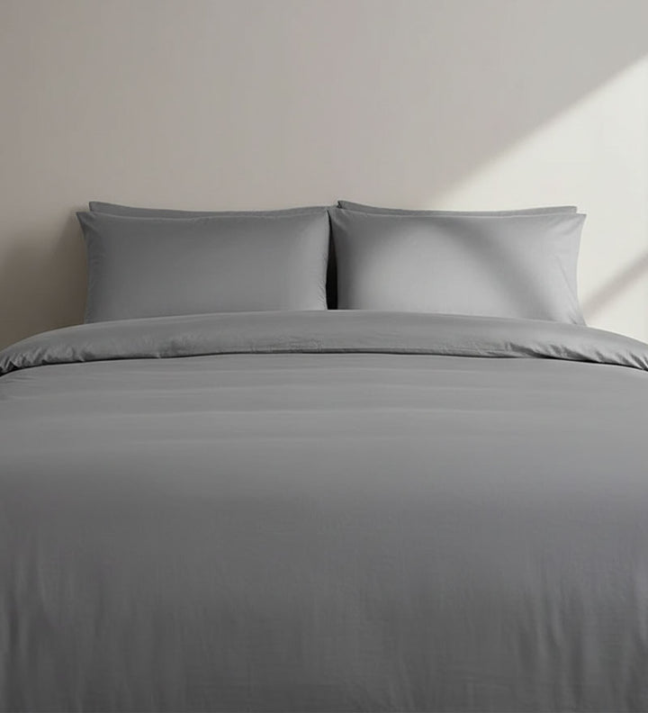 GREY LUXE - PLAIN DUVET COVER SET
