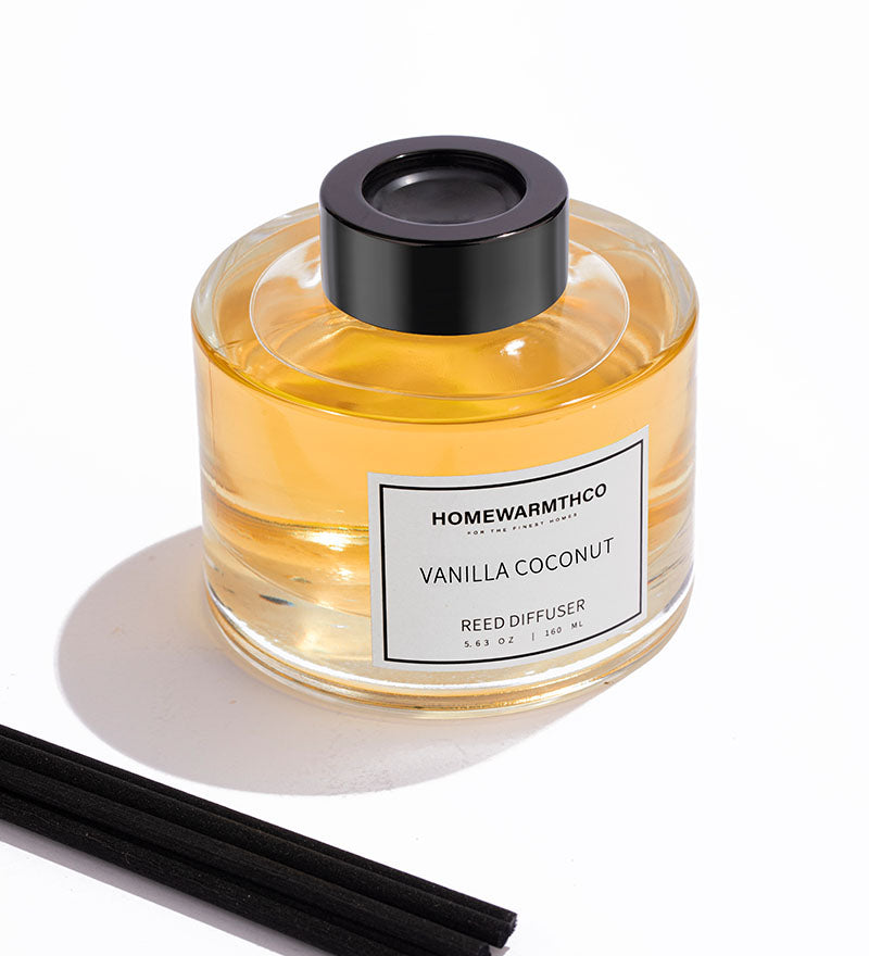 A Vanilla Coconut scented reed diffuser by HomeWarmthCo