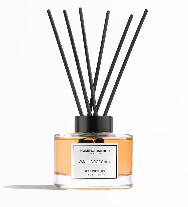 A Vanilla Coconut scented reed diffuser by HomeWarmthCo